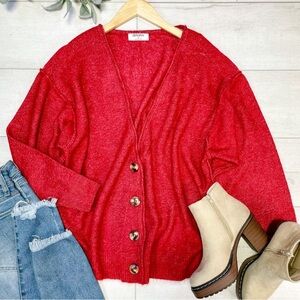 Zenana red cardigan